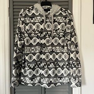 Gray and Black Patterned Hoodie